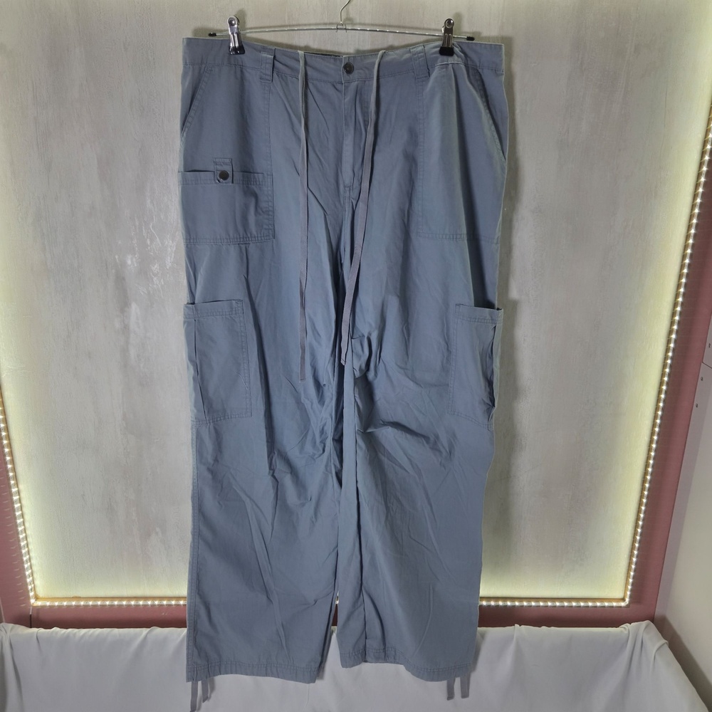 Wild Fable Pants Womens 2XL Blue Cargo Twill Wide Leg Adjustable Waist Pockets